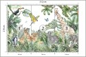 Fototapeta Children's Wallpaper, Watercolor Jungle And Animals. Lions, Giraffe, Elephant, Parrots, Zebra, Lemur Flizelina 3