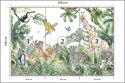 Fototapeta Children's Wallpaper, Watercolor Jungle And Animals. Lions, Giraffe, Elephant, Parrots, Zebra, Lemur Tapeta Samo
