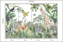 Fototapeta Children's Wallpaper, Watercolor Jungle And Animals. Lions, Giraffe, Elephant, Parrots, Zebra, Lemur Vinyl Struk