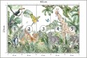 Fototapeta Children's Wallpaper, Watercolor Jungle And Animals. Lions, Giraffe, Elephant, Parrots, Zebra, Lemur Vinyl Struk