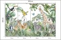 Fototapeta Children's Wallpaper, Watercolor Jungle And Animals. Lions, Giraffe, Elephant, Parrots, Zebra, Lemur Vinyl Struk