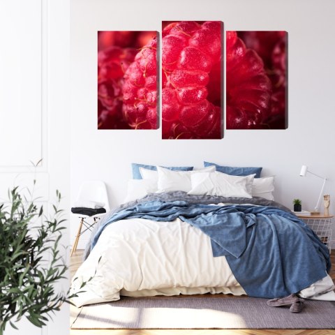 Obraz Wieloczęściowy Maliny W Skali Makro Canvas 150x100 LBS-3928-C150-100_1X50-100_2X50-75