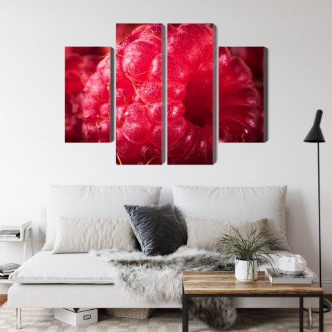 Obraz Wieloczęściowy Maliny W Skali Makro Canvas 160x120 LBS-3924-C160-120_2X40-120_2X40-80