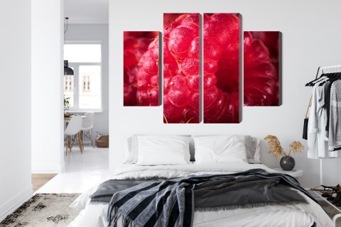 Obraz Wieloczęściowy Maliny W Skali Makro Canvas 160x120 LBS-3924-C160-120_2X40-120_2X40-80