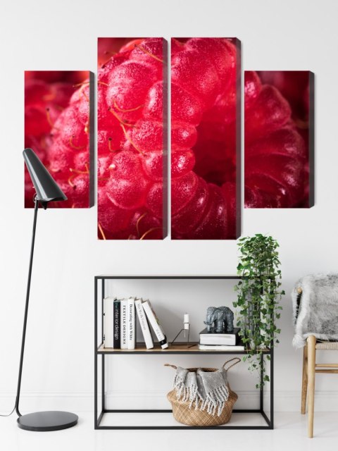 Obraz Wieloczęściowy Maliny W Skali Makro Canvas 160x120 LBS-3924-C160-120_2X40-120_2X40-80
