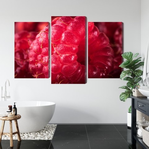 Obraz Wieloczęściowy Maliny W Skali Makro Canvas 180x120 LBS-3928-C180-120_1X60-120_2X60-90