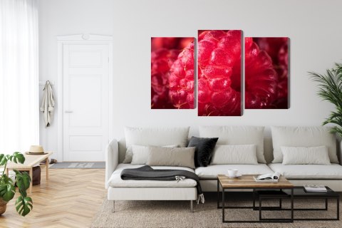 Obraz Wieloczęściowy Maliny W Skali Makro Canvas 180x120 LBS-3928-C180-120_1X60-120_2X60-90