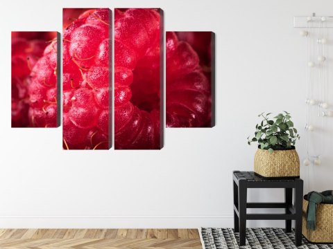 Obraz Wieloczęściowy Maliny W Skali Makro Canvas Naturalny 120x90 LBS-3924-NC120-90_2X30-90_2X30-60