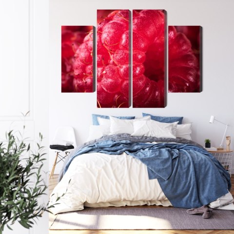 Obraz Wieloczęściowy Maliny W Skali Makro Canvas Naturalny 160x120 LBS-3924-NC160-120_2X40-120_2X40-80