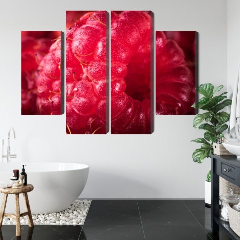 Obraz Wieloczęściowy Maliny W Skali Makro Canvas Naturalny 200x150 LBS-3924-NC200-150_2X50-150_2X50-100
