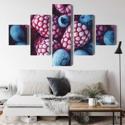 Obraz Wieloczęściowy Mrożone Jagody I Maliny Canvas 200x120 LBS-3917-C200-120_1X40-120_2X40-80_2X40-40