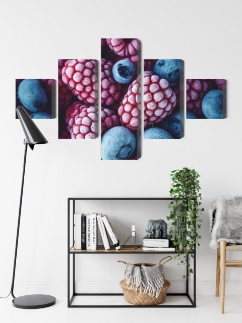 Obraz Wieloczęściowy Mrożone Jagody I Maliny Canvas 200x120 LBS-3917-C200-120_1X40-120_2X40-80_2X40-40