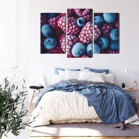 Obraz Wieloczęściowy Mrożone Jagody I Maliny Canvas Naturalny 120x80 LBS-3914-NC120-80_1X40-80_2X40-60
