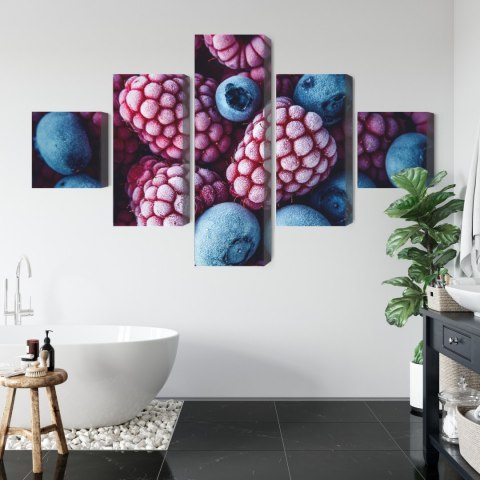 Obraz Wieloczęściowy Mrożone Jagody I Maliny Canvas Naturalny 150x90 LBS-3917-NC150-90_1X30-90_2X30-60_2X30-30