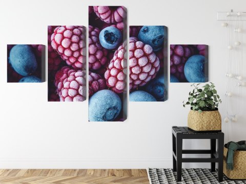 Obraz Wieloczęściowy Mrożone Jagody I Maliny Canvas Naturalny 150x90 LBS-3917-NC150-90_1X30-90_2X30-60_2X30-30