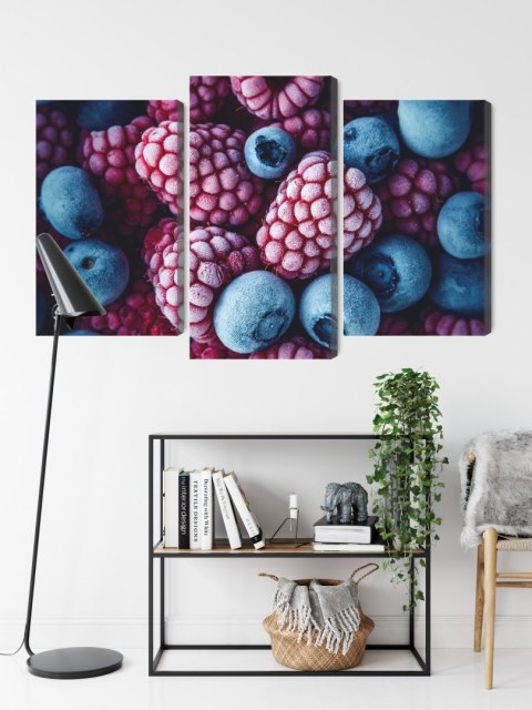Obraz Wieloczęściowy Mrożone Jagody I Maliny Canvas Naturalny 180x120 LBS-3914-NC180-120_1X60-120_2X60-90