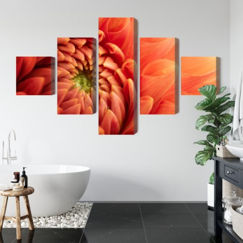 Obraz Wieloczęściowy Pomarańczowa Chryzantema W Skali Makro Canvas 200x120 LBS-3702-C200-120_1X40-120_2X40-80_2X40-40