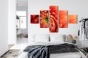 Obraz Wieloczęściowy Pomarańczowa Chryzantema W Skali Makro Canvas Naturalny 150x90 LBS-3702-NC150-90_1X30-90_2X30-60_2X30-30