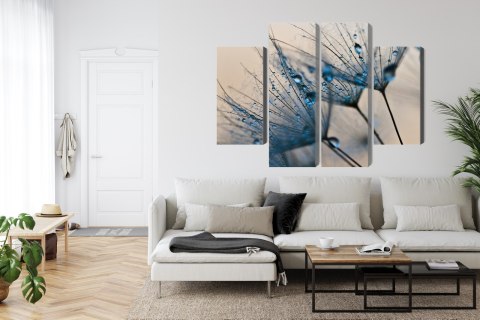 Obraz Wieloczęściowy Mlecze Z Kropelkami Wody W Skali Makro Canvas 120x90 LBS-3685-C120-90_2X30-90_2X30-60