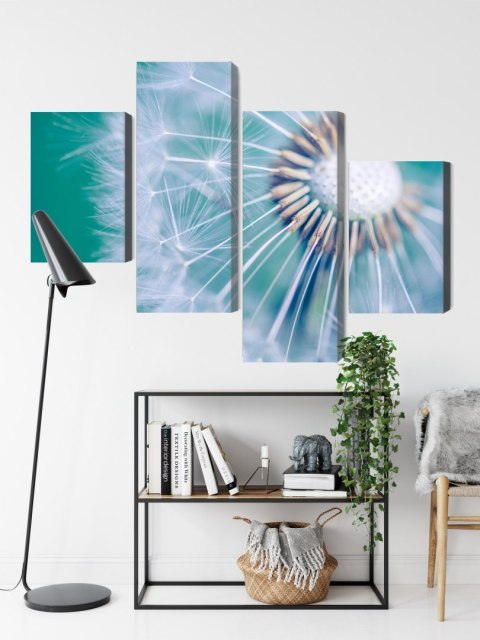 Obraz Wieloczęściowy Mniszek Lekarski W Skali Makro Canvas 160x100 LBS-3721-C160-100_2X40-100_2X40-60