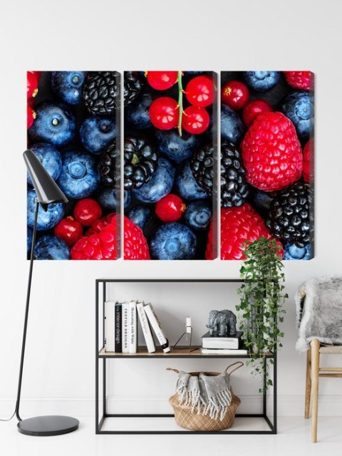 Obraz Wieloczęściowy Owoce Leśne W Skali Makro Canvas 180x120 LBS-3728-C180-120_3X60-120