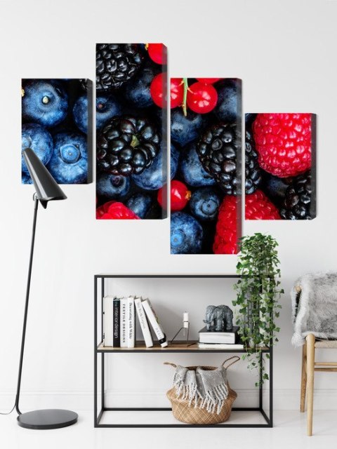 Obraz Wieloczęściowy Owoce Leśne W Skali Makro Canvas Naturalny 120x75 LBS-3731-NC120-75_2X30-75_2X30-45