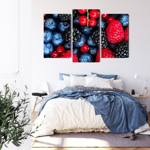 Obraz Wieloczęściowy Owoce Leśne W Skali Makro Canvas Naturalny 120x80 LBS-3729-NC120-80_1X40-80_2X40-60