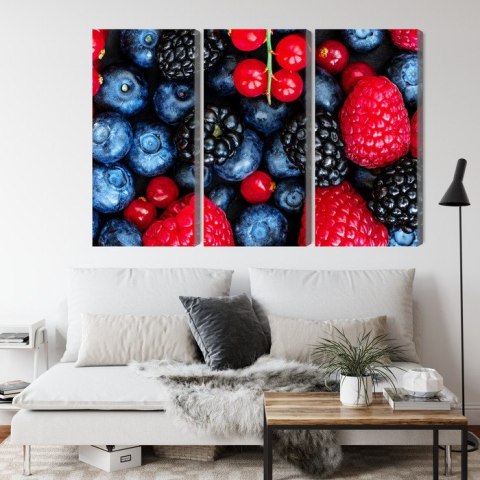 Obraz Wieloczęściowy Owoce Leśne W Skali Makro Canvas Naturalny 150x100 LBS-3728-NC150-100_3X50-100