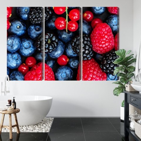 Obraz Wieloczęściowy Owoce Leśne W Skali Makro Canvas Naturalny 150x100 LBS-3728-NC150-100_3X50-100