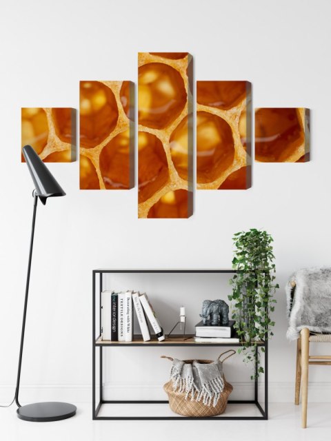 Obraz Wieloczęściowy Plaster Miodu W Skali Makro Canvas 150x90 LBS-3737-C150-90_1X30-90_2X30-60_2X30-30