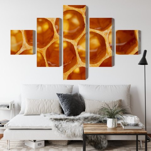 Obraz Wieloczęściowy Plaster Miodu W Skali Makro Canvas Naturalny 250x150 LBS-3737-NC250-150_1X50-150_2X50-100_2X50-50