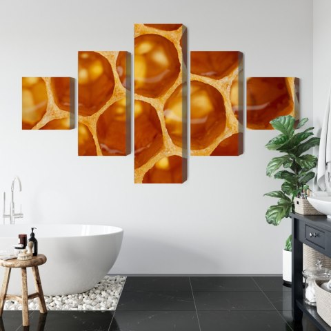 Obraz Wieloczęściowy Plaster Miodu W Skali Makro Canvas Naturalny 250x150 LBS-3737-NC250-150_1X50-150_2X50-100_2X50-50