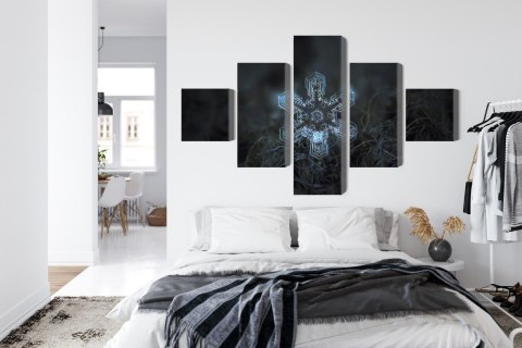 Obraz Wieloczęściowy Płatek Śniegu W Makroskali 3D Canvas 200x120 LBS-3837-C200-120_1X40-120_2X40-80_2X40-40