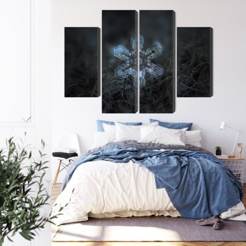 Obraz Wieloczęściowy Płatek Śniegu W Makroskali 3D Canvas 200x150 LBS-3835-C200-150_2X50-150_2X50-100
