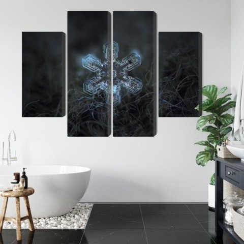 Obraz Wieloczęściowy Płatek Śniegu W Makroskali 3D Canvas 200x150 LBS-3835-C200-150_2X50-150_2X50-100