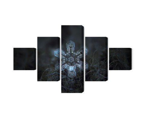 Obraz Wieloczęściowy Płatek Śniegu W Makroskali 3D Canvas Naturalny 150x90 LBS-3837-NC150-90_1X30-90_2X30-60_2X30-30