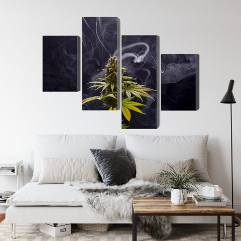 Obraz Wieloczęściowy Roślina Konopi Na Zadymionym Tle Canvas 240x150 LBS-3971-C240-150_2X60-150_2X60-90