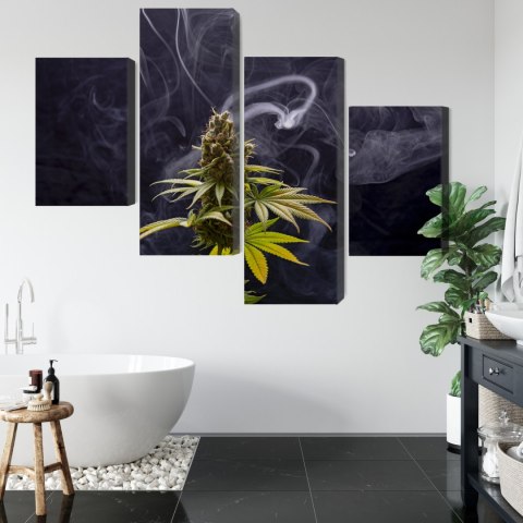 Obraz Wieloczęściowy Roślina Konopi Na Zadymionym Tle Canvas Naturalny 160x100 LBS-3971-NC160-100_2X40-100_2X40-60
