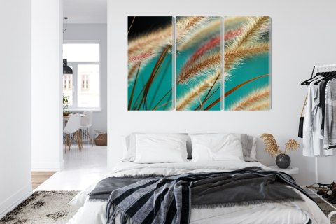 Obraz Wieloczęściowy Rośliny W Skali Makro Canvas Naturalny 150x100 LBS-3688-NC150-100_3X50-100