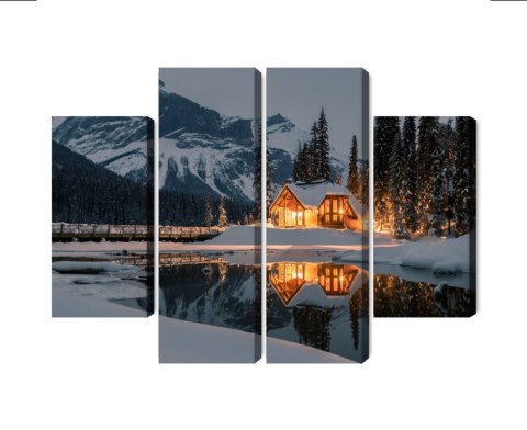 Obraz Wieloczęściowy Emerald Lake W Kanadzie Zimą Canvas 160x120 LBS-2402-C160-120_2X40-120_2X40-80