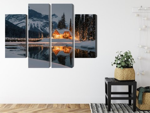 Obraz Wieloczęściowy Emerald Lake W Kanadzie Zimą Canvas Naturalny 120x90 LBS-2402-NC120-90_2X30-90_2X30-60