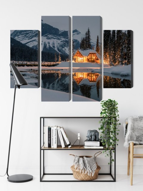 Obraz Wieloczęściowy Emerald Lake W Kanadzie Zimą Canvas Naturalny 120x90 LBS-2402-NC120-90_2X30-90_2X30-60