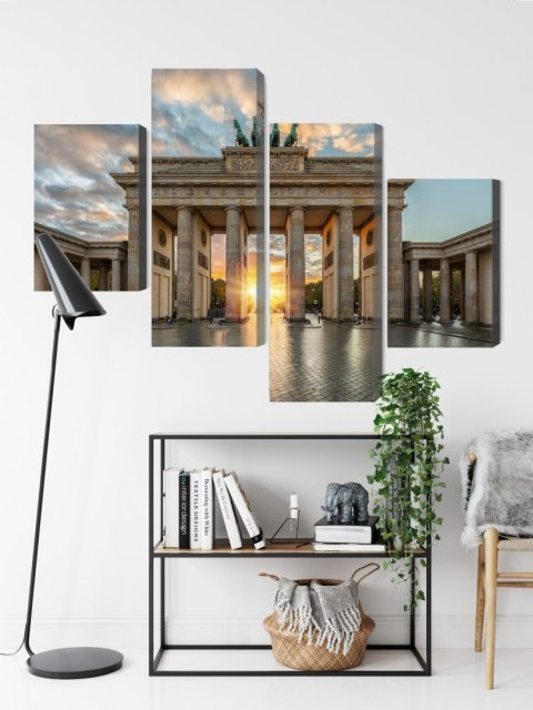 Obraz Wieloczęściowy Brama Brandenburska W Berlinie Canvas Naturalny 160x100 LBS-2749-NC160-100_2X40-100_2X40-60