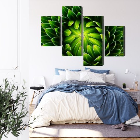 Obraz Wieloczęściowy Zielona Roślina W Skali Makro Canvas Naturalny 160x100 LBS-3711-NC160-100_2X40-100_2X40-60