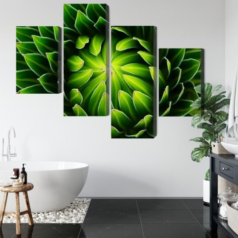 Obraz Wieloczęściowy Zielona Roślina W Skali Makro Canvas Naturalny 160x100 LBS-3711-NC160-100_2X40-100_2X40-60