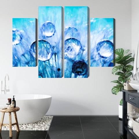 Obraz Wieloczęściowy Krople Rosy Na Nasionach Mniszka Lekarskiego W Skali Makro Canvas 120x90 LBS-3705-C120-90_2X30-90_2X30-60