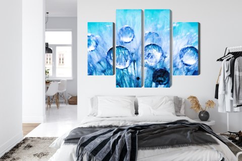 Obraz Wieloczęściowy Krople Rosy Na Nasionach Mniszka Lekarskiego W Skali Makro Canvas 160x120 LBS-3705-C160-120_2X40-120_2X40-