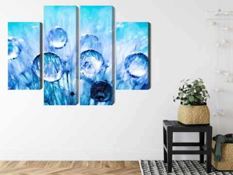 Obraz Wieloczęściowy Krople Rosy Na Nasionach Mniszka Lekarskiego W Skali Makro Canvas 160x120 LBS-3705-C160-120_2X40-120_2X40-