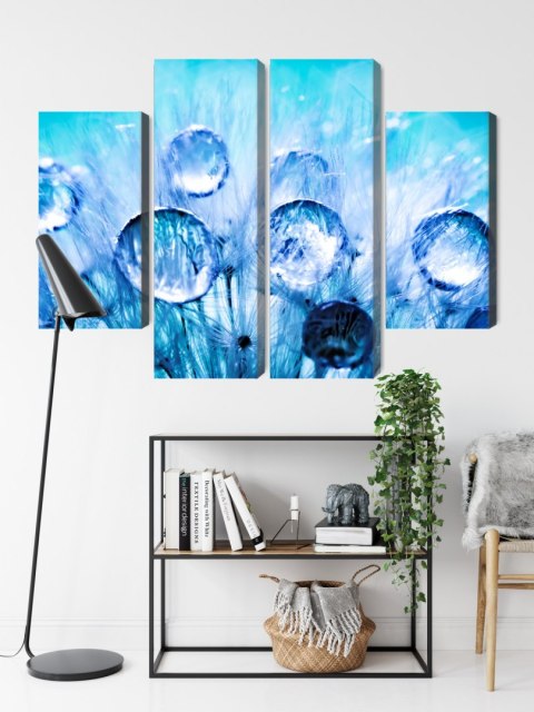 Obraz Wieloczęściowy Krople Rosy Na Nasionach Mniszka Lekarskiego W Skali Makro Canvas 160x120 LBS-3705-C160-120_2X40-120_2X40-