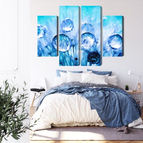 Obraz Wieloczęściowy Krople Rosy Na Nasionach Mniszka Lekarskiego W Skali Makro Canvas Naturalny 200x150 LBS-3705-NC200-150_2X5